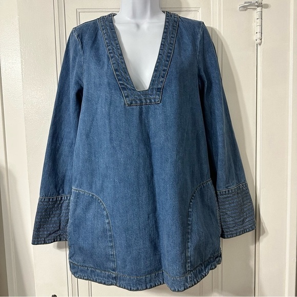 Free People Dreaming Of Denim Hendrix Tunic Oversized xs - Picture 6 of 10